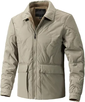Men's Corduroy Jacket Sherpa Lined Jackets Cotton Collar Warm Winter Jacket Casual Coat with Pockets