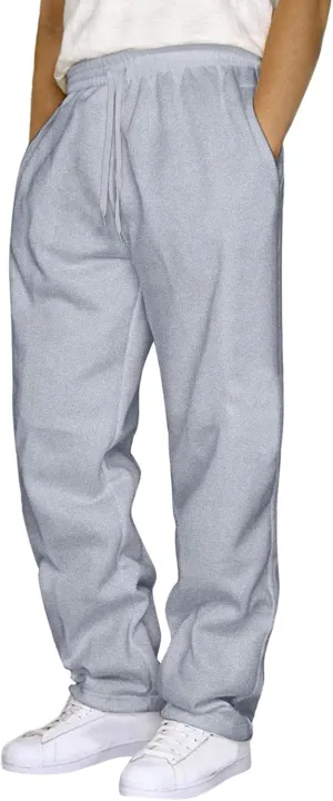 Men's Cotton Yoga Sweatpants Exercise Pants Open Bottom Athletic Lounge Pants Loose Male Sweat Pants with Pockets