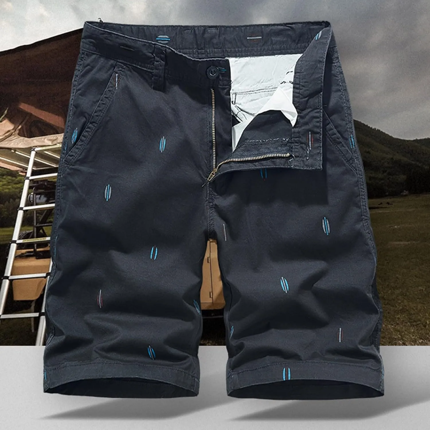 Men's Elastic Waist Cargo Shorts Casual Big and Tall Relaxed Fit Outdoor Work Shorts Cargo Short Outdoor Printed Loose Shorts