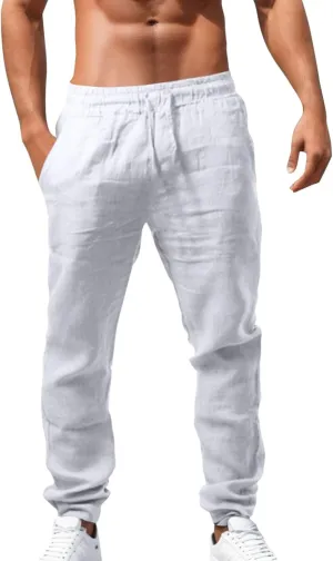 Mens Fashion Pants with Multi-Pocket Joggers Sports Pants Solid Color Hiking Outdoor Sweatpant Mens Long Pants