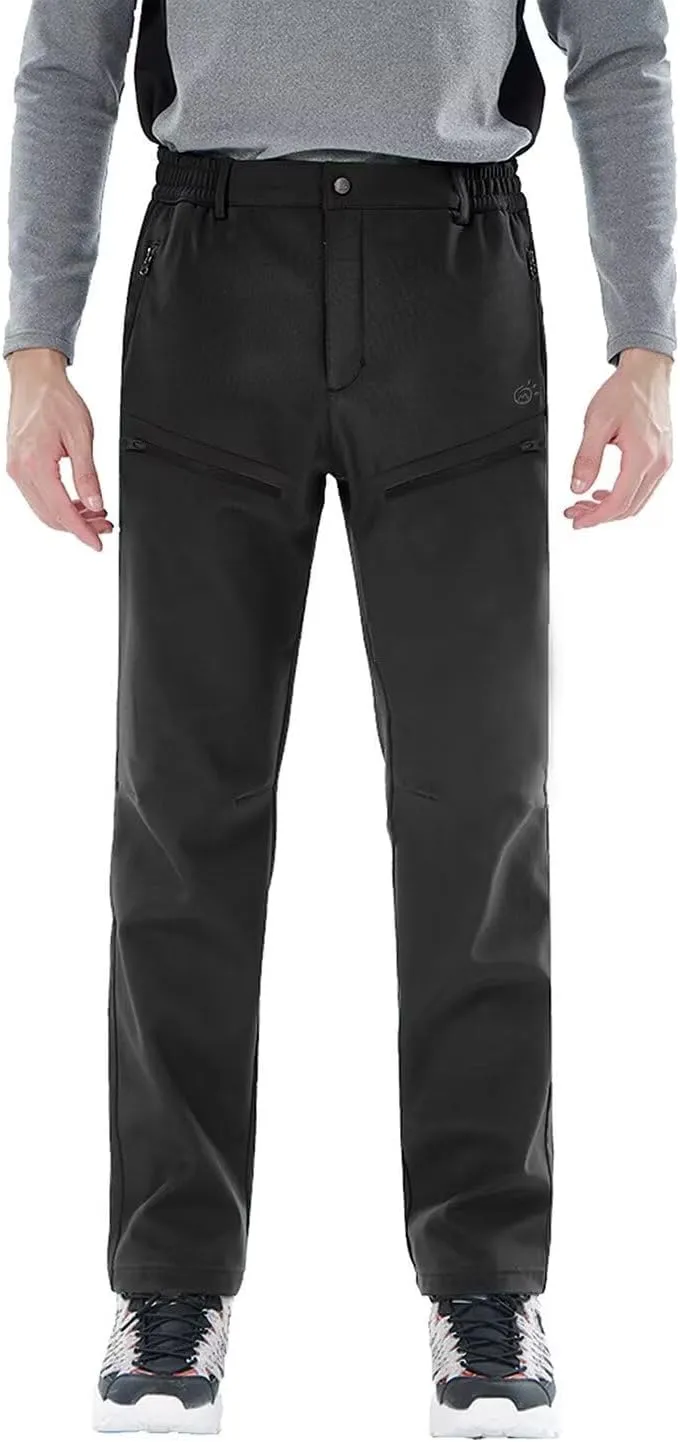Men's Hiking Cargo Pants Fleece Quick-Dry Water-Resistant Outdoor Pants with Pockets for Camping Trekking Travel