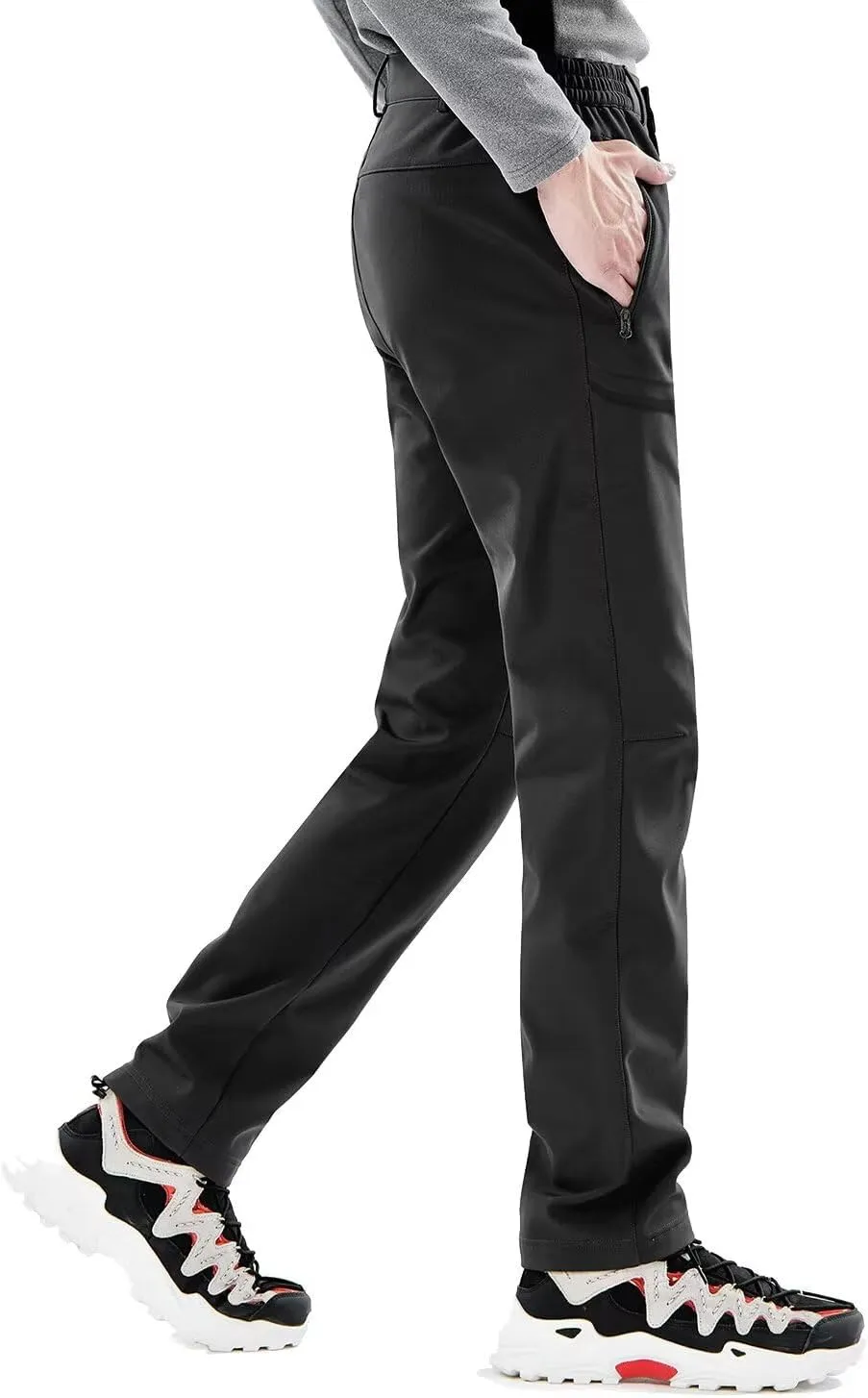 Men's Hiking Cargo Pants Fleece Quick-Dry Water-Resistant Outdoor Pants with Pockets for Camping Trekking Travel