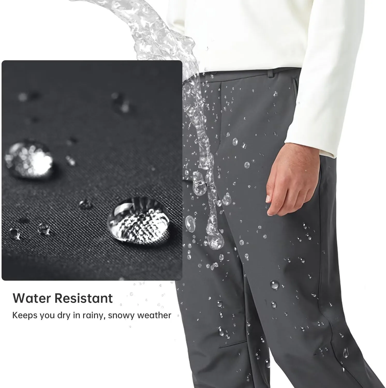 Men's Hiking Cargo Pants Fleece Quick-Dry Water-Resistant Outdoor Pants with Pockets for Camping Trekking Travel