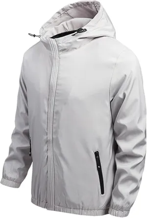 Men's Hooded Casual Waterproof Windbreaker Jacket Lightweight Hiking Outdoor Jackets Fashion Daily Slim Raincoat