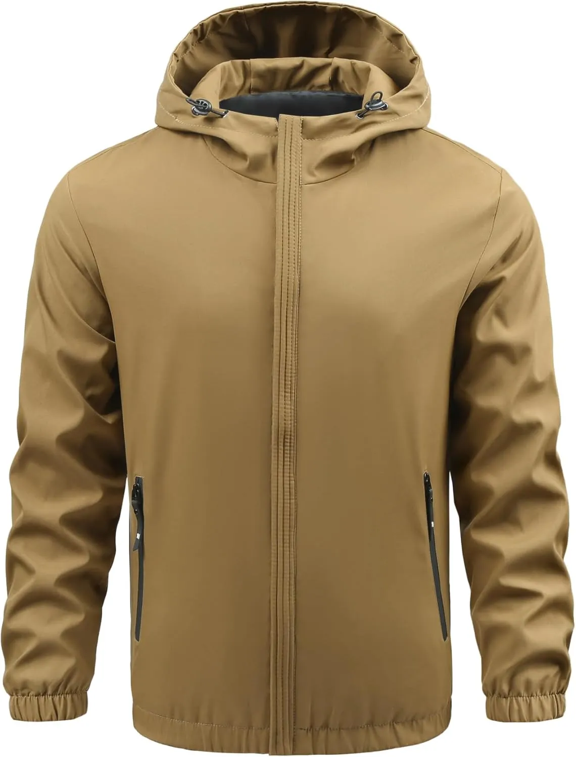 Men's Hooded Casual Waterproof Windbreaker Jacket Lightweight Hiking Outdoor Jackets Fashion Daily Slim Raincoat