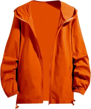Men's Hoodie Jacket Thin Lightweight Rain Jacket Windproof Fall Casual UV Sun Protection Travel Sportswear