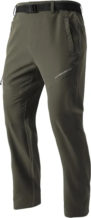 Men's Lightweight Hiking Pants Quick-Dry Waterproof Outdoor Cargo Pants with Stretchable Waist