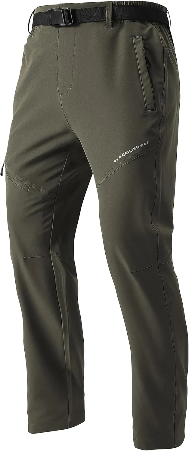 Men's Lightweight Hiking Pants Quick-Dry Waterproof Outdoor Cargo Pants with Stretchable Waist