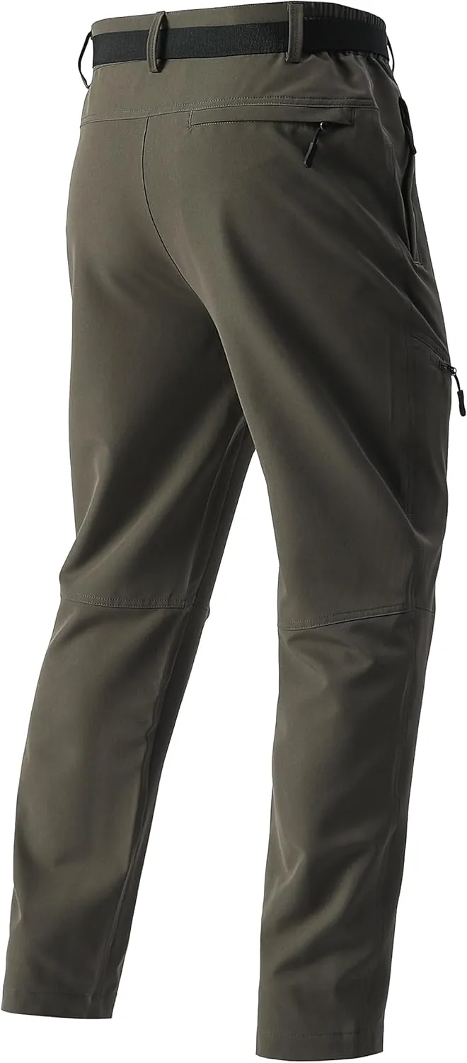 Men's Lightweight Hiking Pants Quick-Dry Waterproof Outdoor Cargo Pants with Stretchable Waist