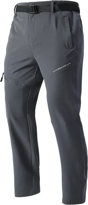 Men's Lightweight Hiking Pants Quick-Dry Waterproof Outdoor Cargo Pants with Stretchable Waist