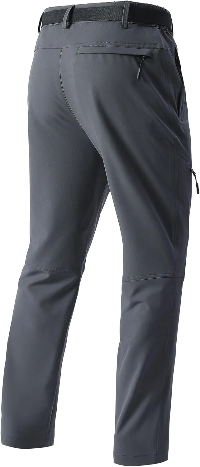 Men's Lightweight Hiking Pants Quick-Dry Waterproof Outdoor Cargo Pants with Stretchable Waist