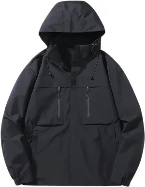 Men's Lightweight Hooded Rain Jacket, Waterproof Windproof Raincoat, Hiking Outdoor Jackets, Fall Fashion Rain Coat