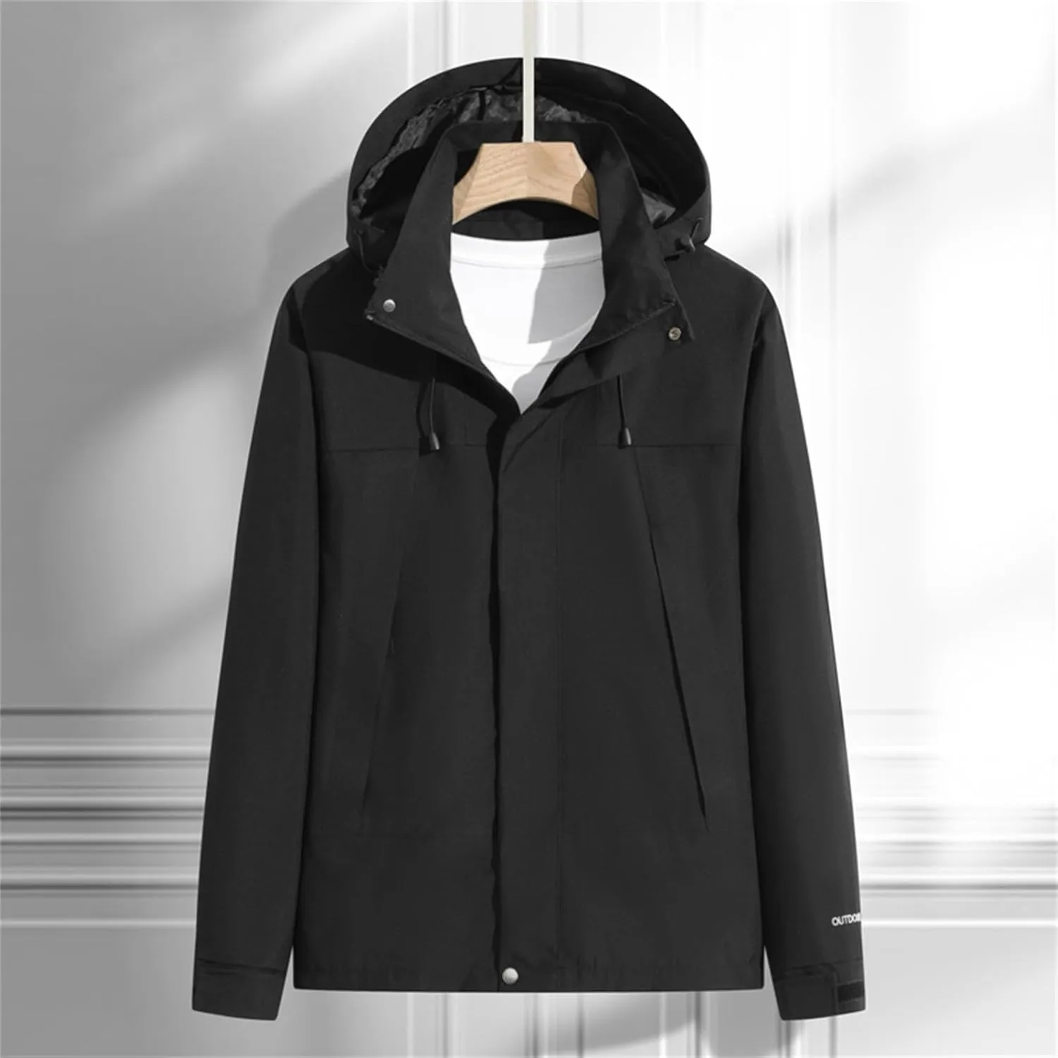 Mens Lightweight Jackets Casual Solid Color Hooded Thick Zipper Pocket Thick Coat Thick Jacket Womens Hoodies Mens