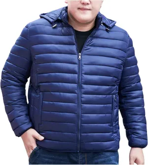 Men's Lightweight Puffer Jacket Plus Size Full Zip Warm Puffy Jackets Hooded Outerwear Winter Insulated Down Coat