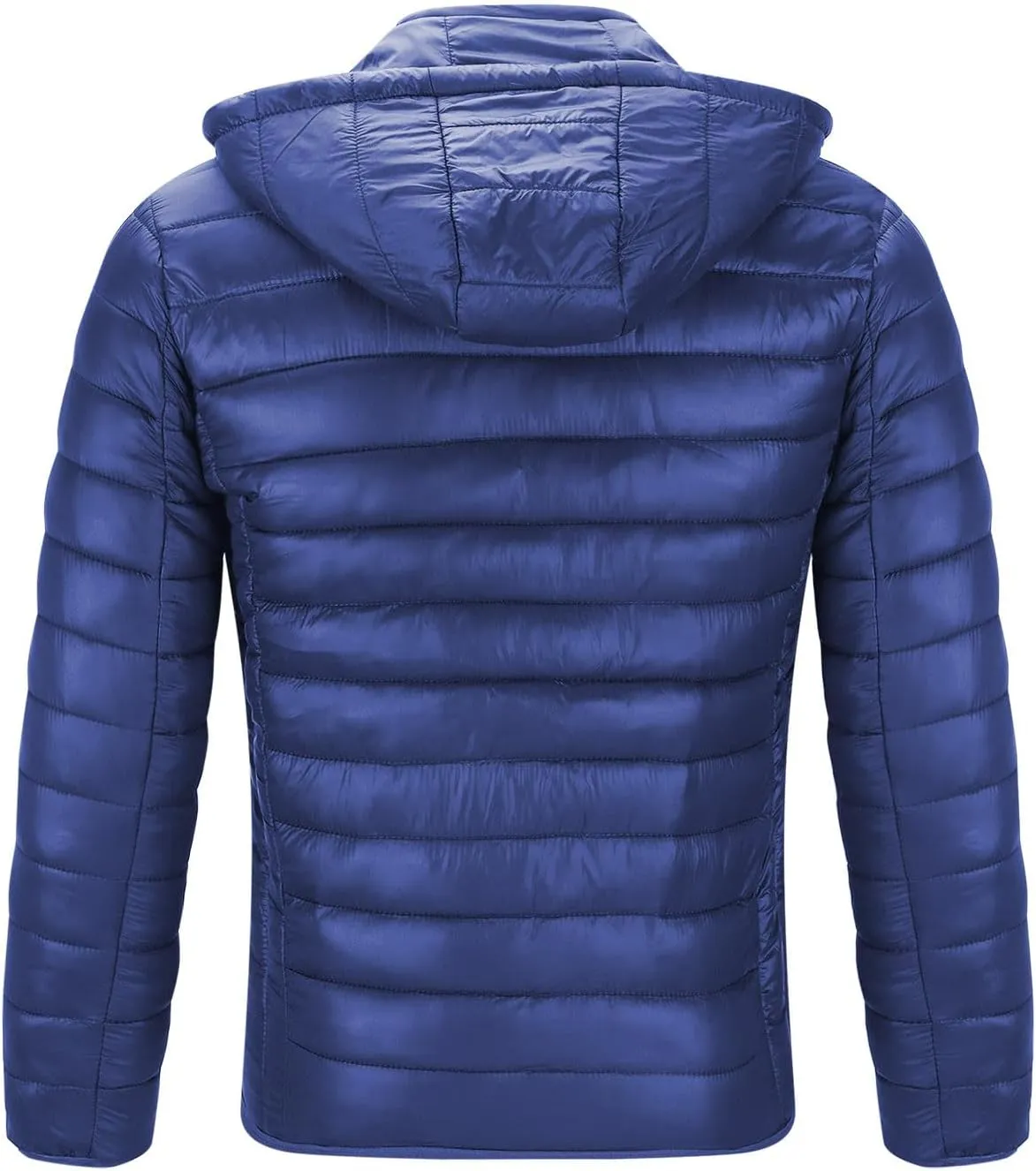 Men's Lightweight Puffer Jacket Plus Size Full Zip Warm Puffy Jackets Hooded Outerwear Winter Insulated Down Coat