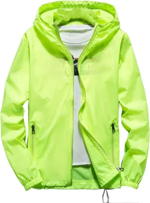 Men's Lightweight Waterproof Rain Jacket Windbreaker Refleciton Zip Up Jackets Hooded for Daily Casual