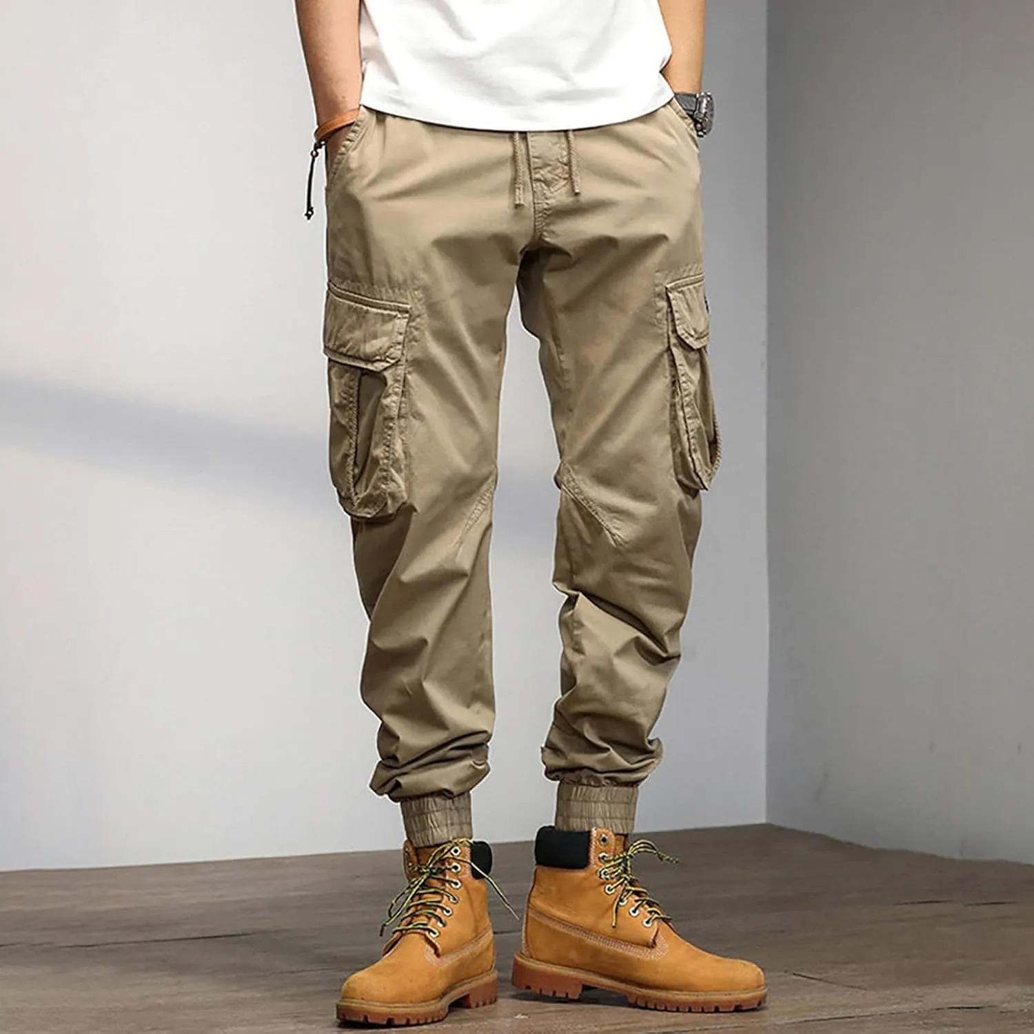 Men's Outdoor Casual Quick Drying Lightweight Hiking Cargo Pants with 8 Pockets Hiking Fishing Zip Cargo Pants Work Trousers