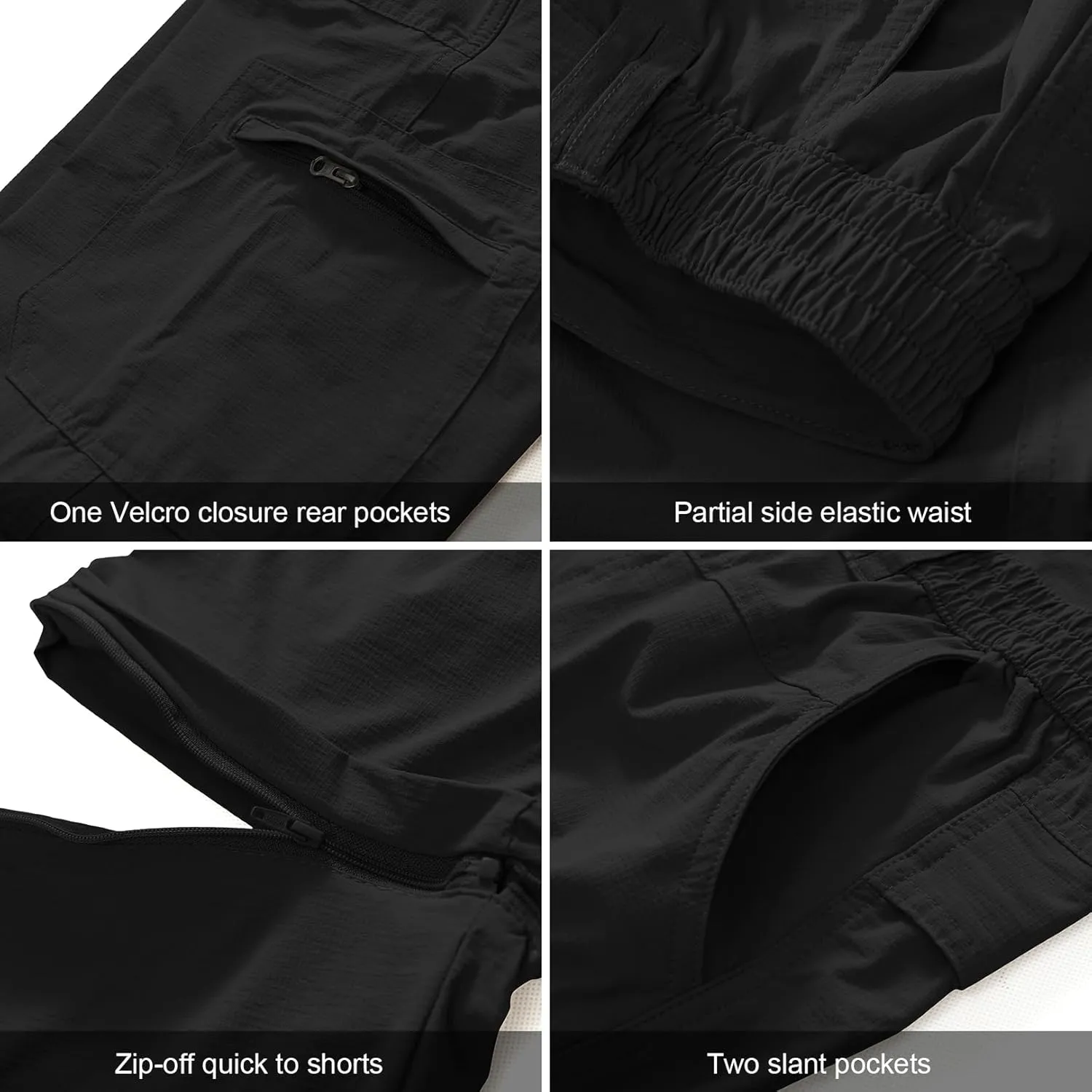 Men's Outdoor Quick Dry Convertible Lightweight Hiking Fishing Zip Off Safari Trousers