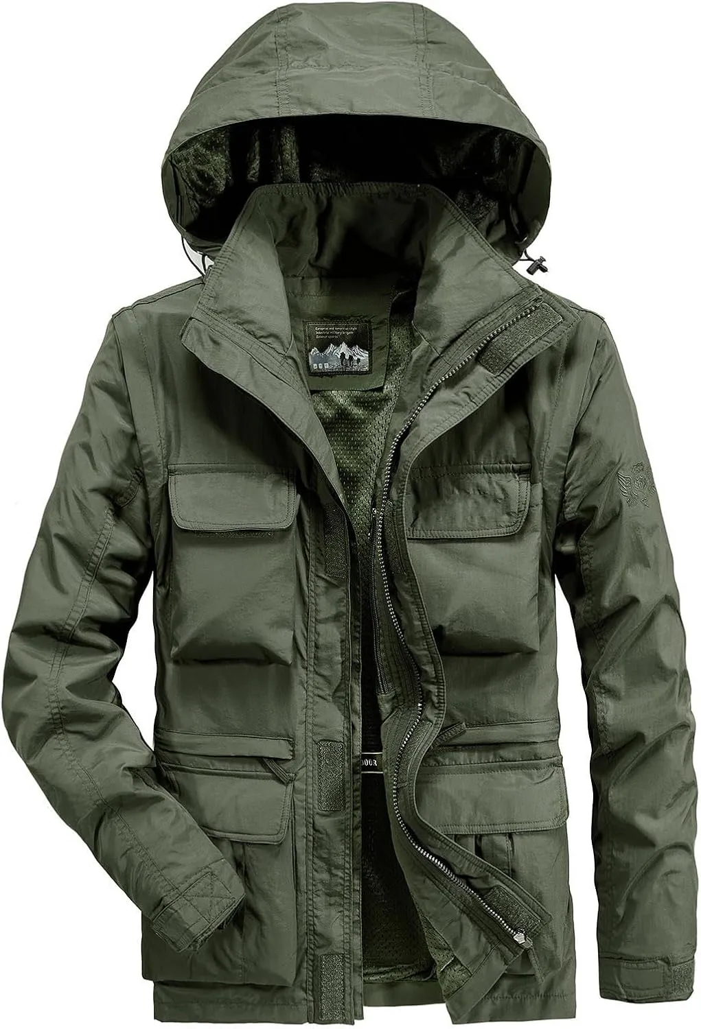 Men's Outdoor Waterproof Soft Shell Hooded Military Special Ops Military Tactical Rain Jackets with Multi Pockets