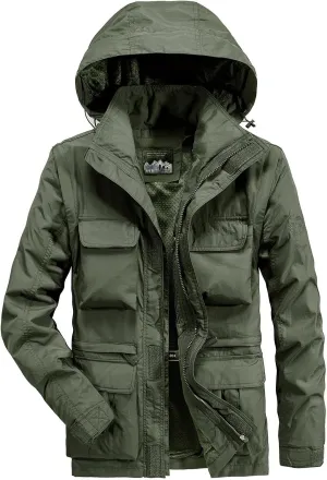Men's Outdoor Waterproof Soft Shell Hooded Military Special Ops Military Tactical Rain Jackets with Multi Pockets