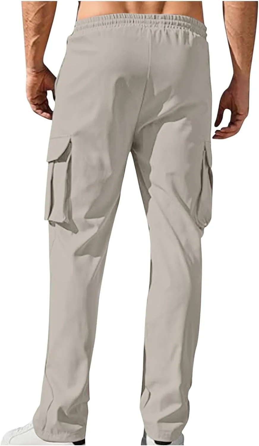 Mens Pants Slim Fit Casual Drawstring Quick Dry Elastic Waist Pants for Men Sports Travel Workout Classic Trousers