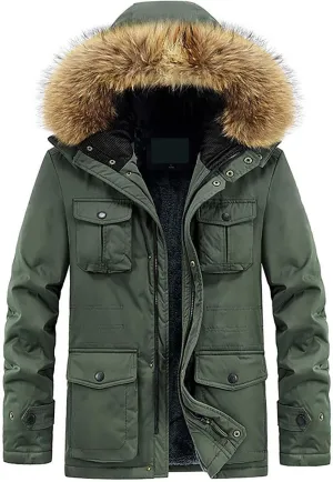 Men's Puffer Jacket Lightweight Warm Large Size Solid Color Cotton Coat Padded Trucker Lapel Work Cargo Jackets for
