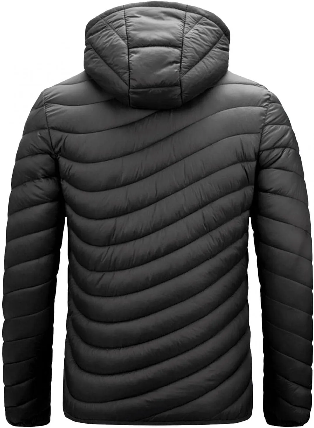 Mens Puffer Jacket Zip Up Bubble Insulated Jacket with Detachable Hood, Packable Lightweight Puffy Jacket
