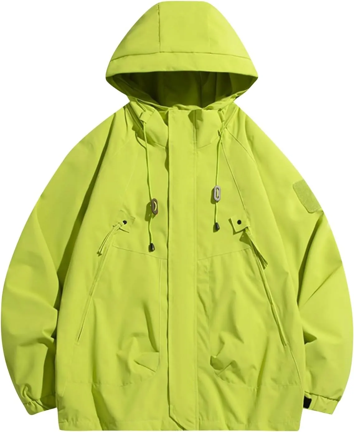 Mens Rain Jacket Drawstring Lightweight Waterproof Rain Coats Ponchos Sun Protective Outdoor Jacket with Hooded