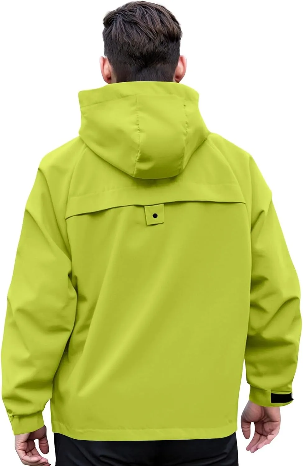Mens Rain Jacket Drawstring Lightweight Waterproof Rain Coats Ponchos Sun Protective Outdoor Jacket with Hooded