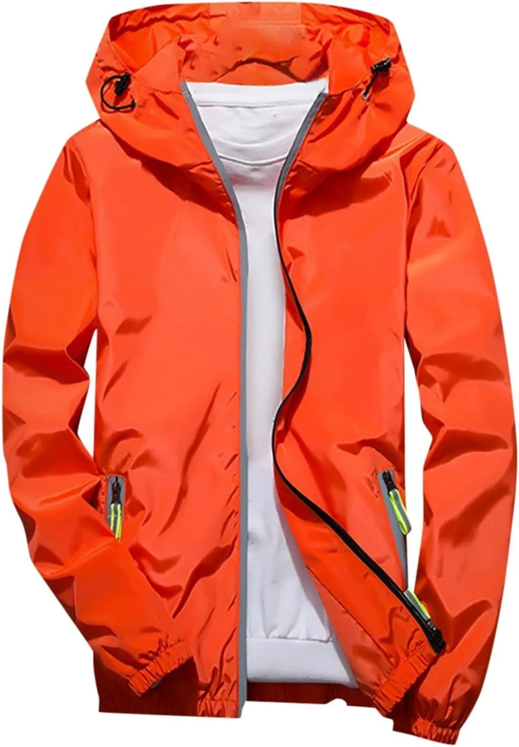 Mens Rain Jacket Waterproof Jackets Casual Zip Up Lightweight Hooded Raincoat with Hood for Daily Casual