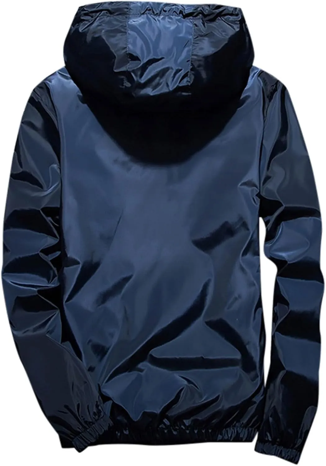 Mens Rain Jacket Waterproof Jackets Casual Zip Up Lightweight Hooded Raincoat with Hood for Daily Casual