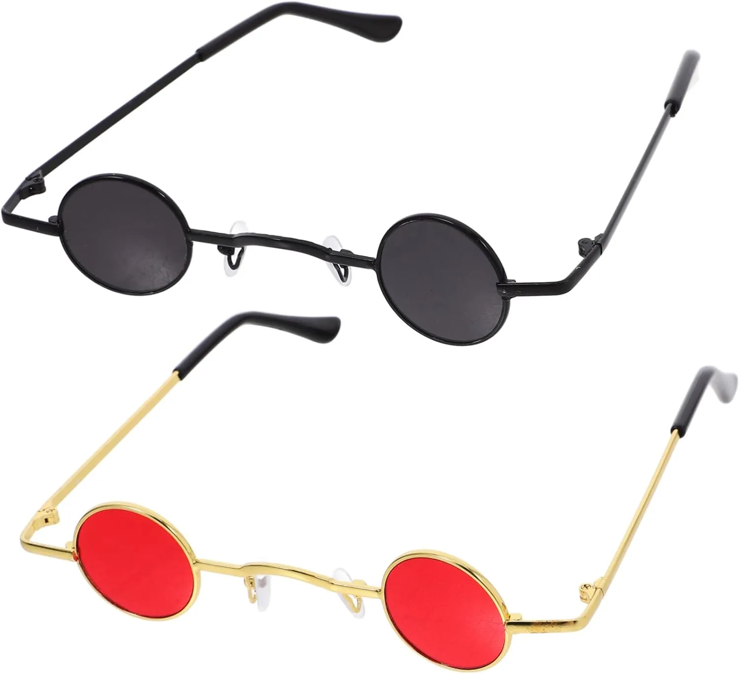 Mens Retro Round Sunglasses Vintage Metal Frame Circle Sunglasses for Men Small Hip-hop Party Glasses Fashion Round Clip-ons