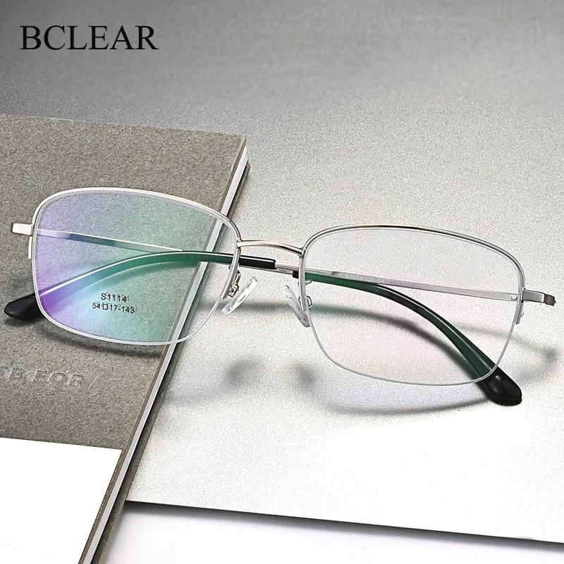 Men's Semi Rim IP Electroplated Titanium Alloy Frame Eyeglasses Zt1114