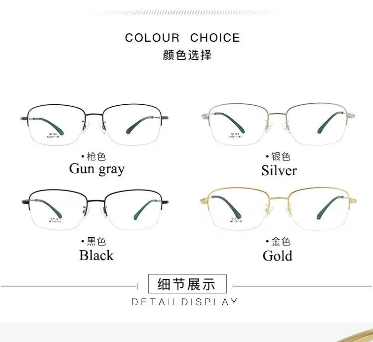 Men's Semi Rim IP Electroplated Titanium Alloy Frame Eyeglasses Zt1114