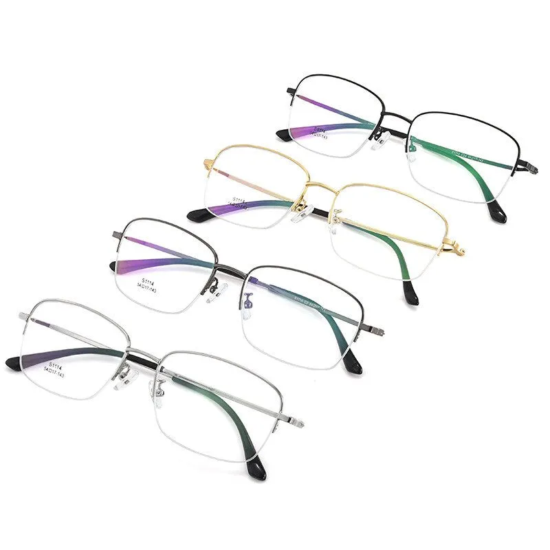 Men's Semi Rim IP Electroplated Titanium Alloy Frame Eyeglasses Zt1114