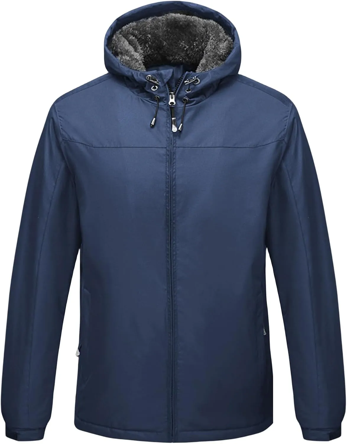 Men's Sherpa Lined Rain Coat Men Windbreaker Rain Jackets Waterproof With Hood Outdoor Hooded Hiking Fleece Jacket