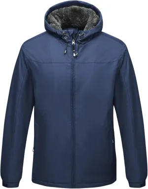 Men's Sherpa Lined Rain Coat Men Windbreaker Rain Jackets Waterproof With Hood Outdoor Hooded Hiking Fleece Jacket