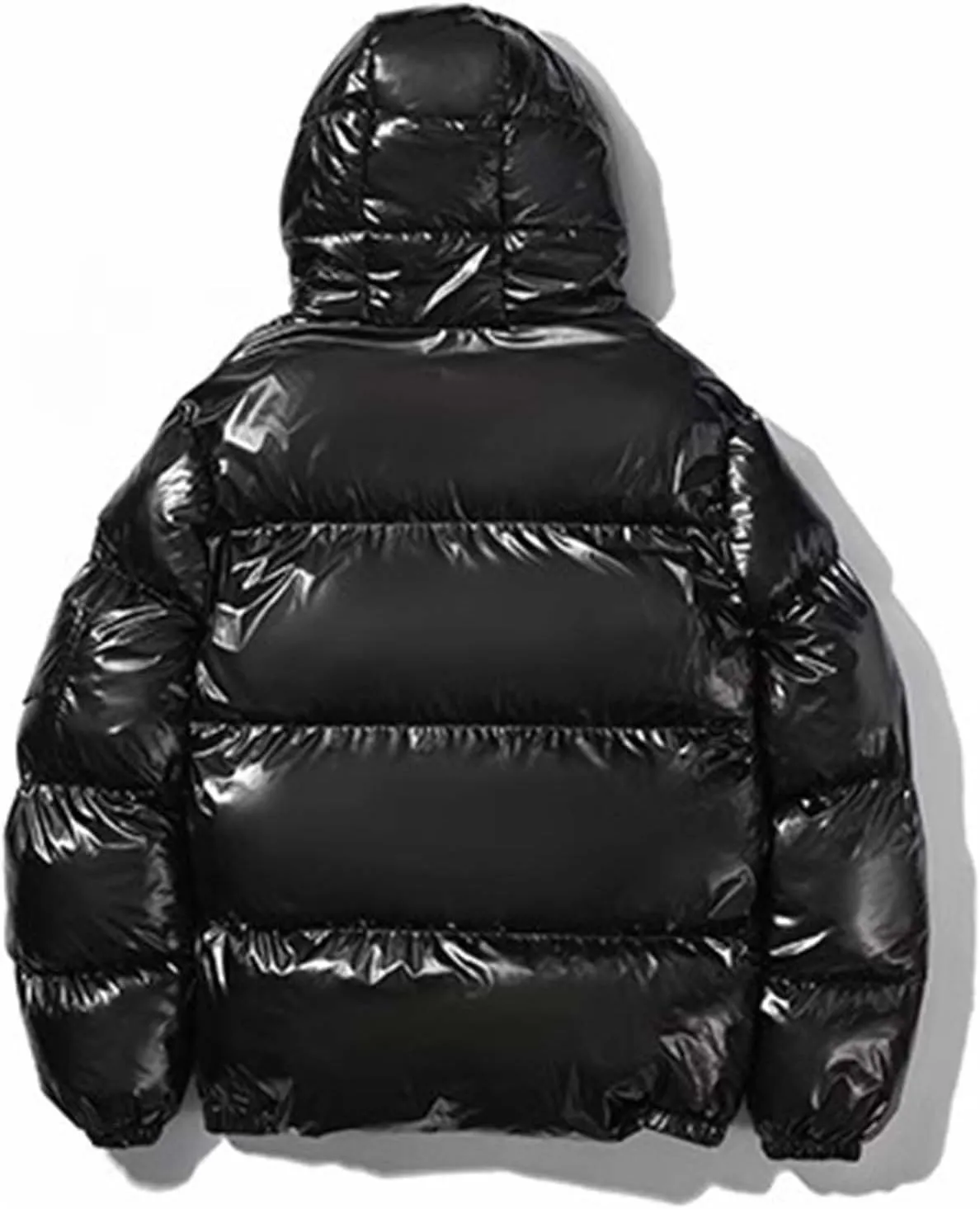 Men's Shiny Hooded Puffer Jackets Coat Thermal Winter Down Coats Waterproof Insulated Padded Puffy Jacket Outerwear