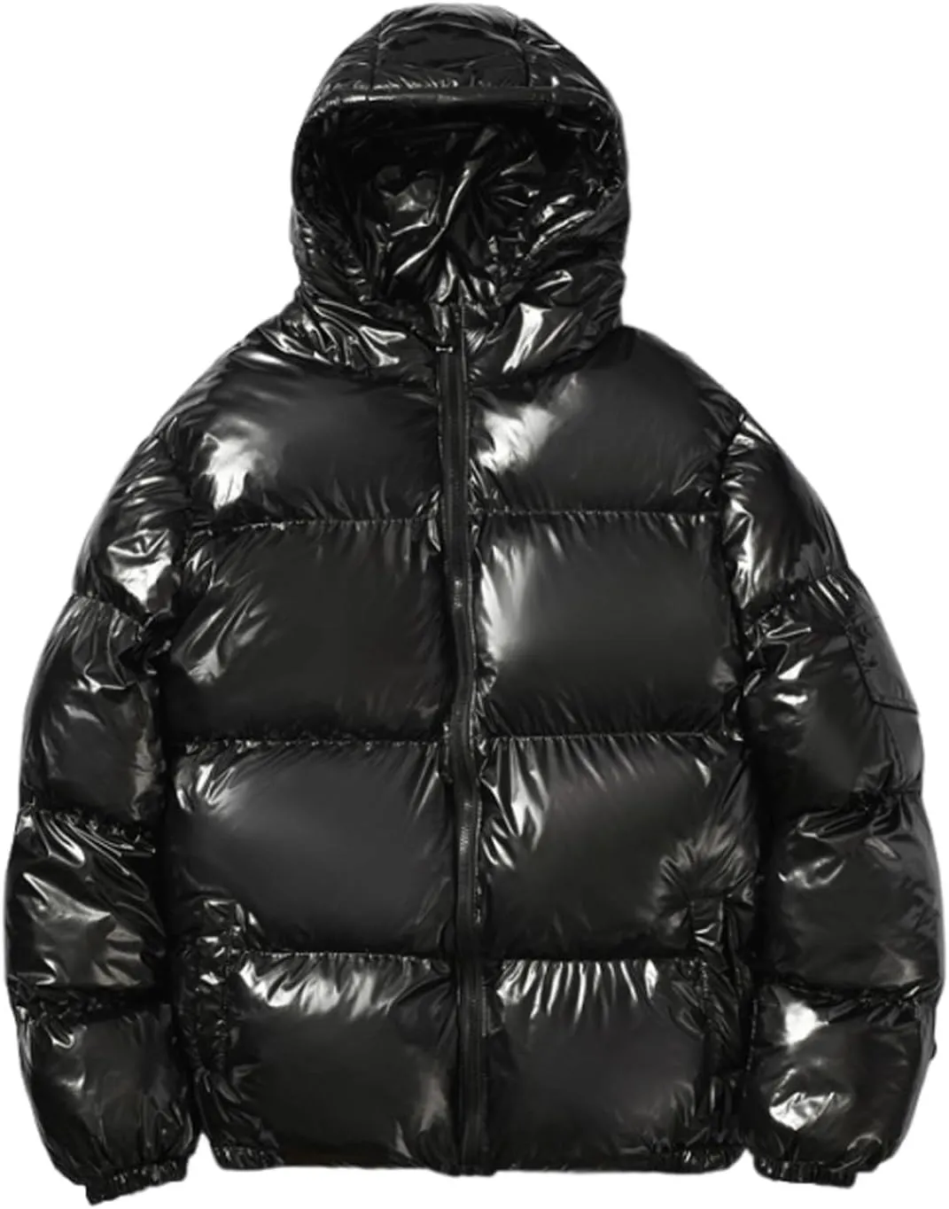 Men's Shiny Hooded Puffer Jackets Coat Thermal Winter Down Coats Waterproof Insulated Padded Puffy Jacket Outerwear