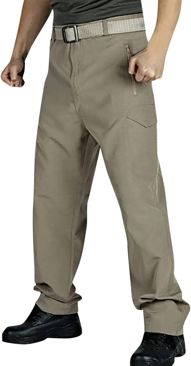 Men's Sweatpants Open Bottom Relaxed Fit Stretch Waist Work Pants Lightweight Straight Leg Casual Slacks Trousers with Pocket