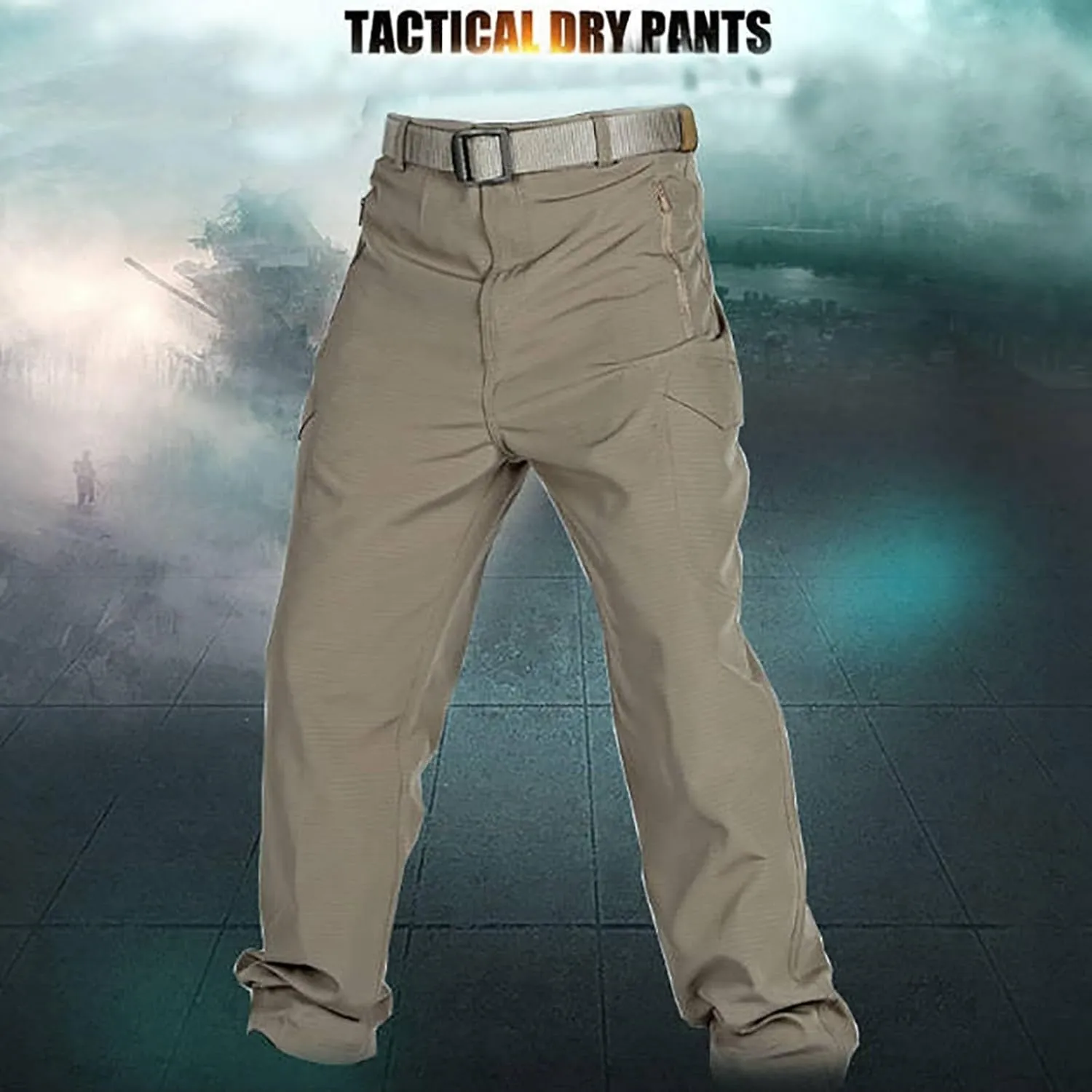 Men's Sweatpants Open Bottom Relaxed Fit Stretch Waist Work Pants Lightweight Straight Leg Casual Slacks Trousers with Pocket
