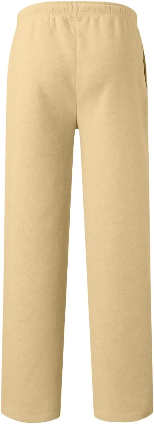 Mens Sweatpants with Pockets Lightweight Lace Up Workout Pants Fleece Lined Joggers Pants Casual Cotton Yoga Pants