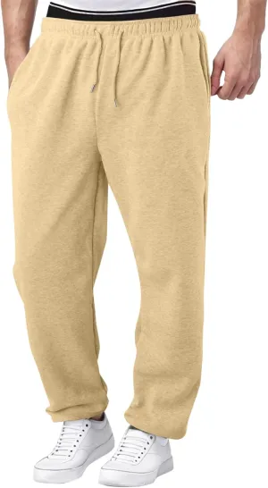 Mens Sweatpants with Pockets Lightweight Lace Up Workout Pants Fleece Lined Joggers Pants Casual Cotton Yoga Pants
