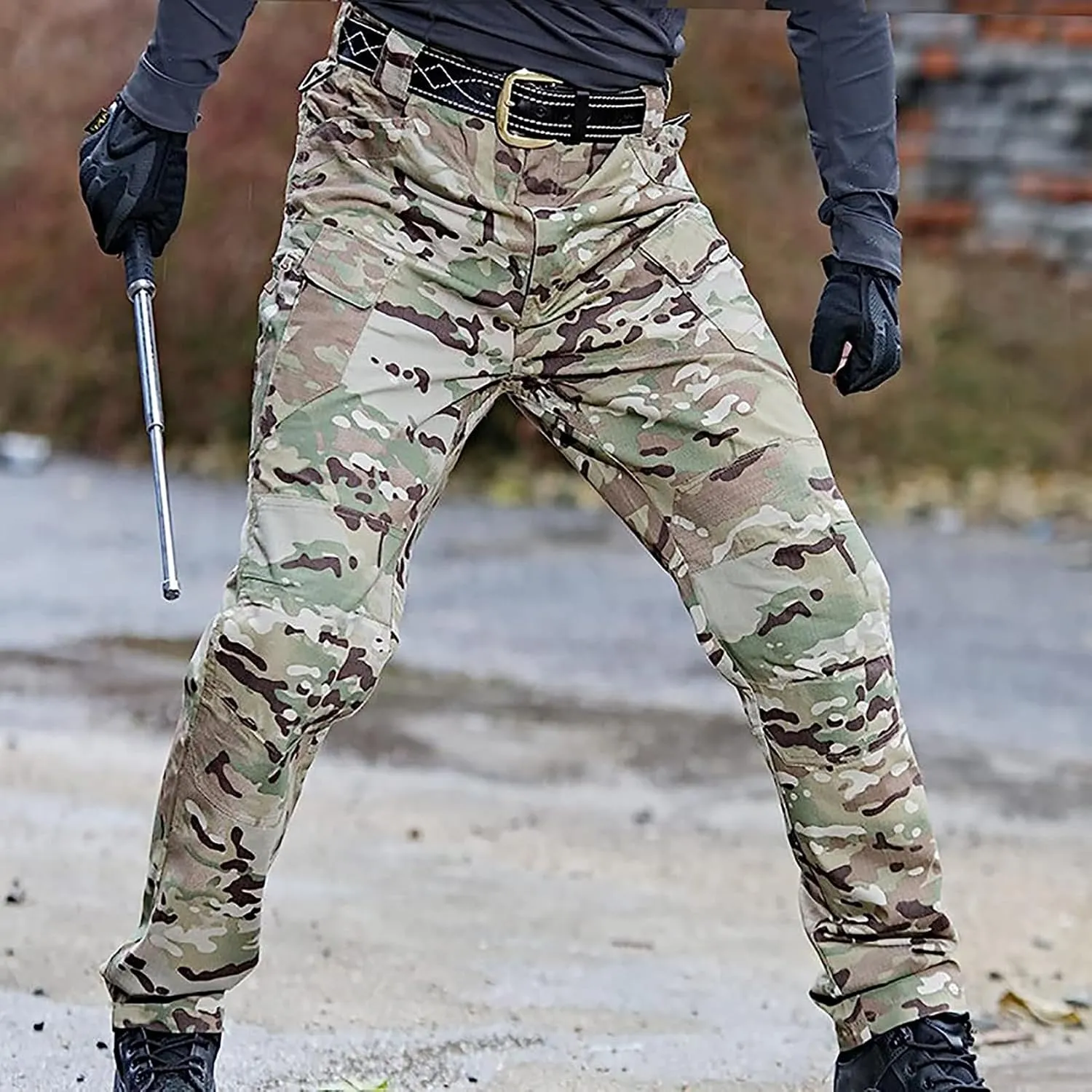 Men's Tactical Trousers Hiking Combat Pants Waterproof Ripstop Cargo Trousers with Multi-Pocket, Lightweight Outdoor Pants