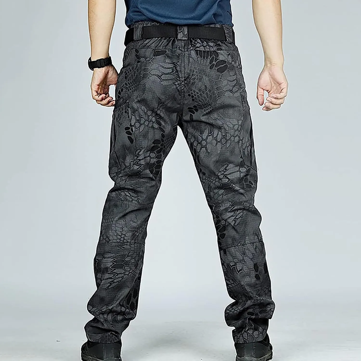 Men's Tactical Trousers Hiking Combat Pants Waterproof Ripstop Cargo Trousers with Multi-Pocket, Lightweight Outdoor Pants