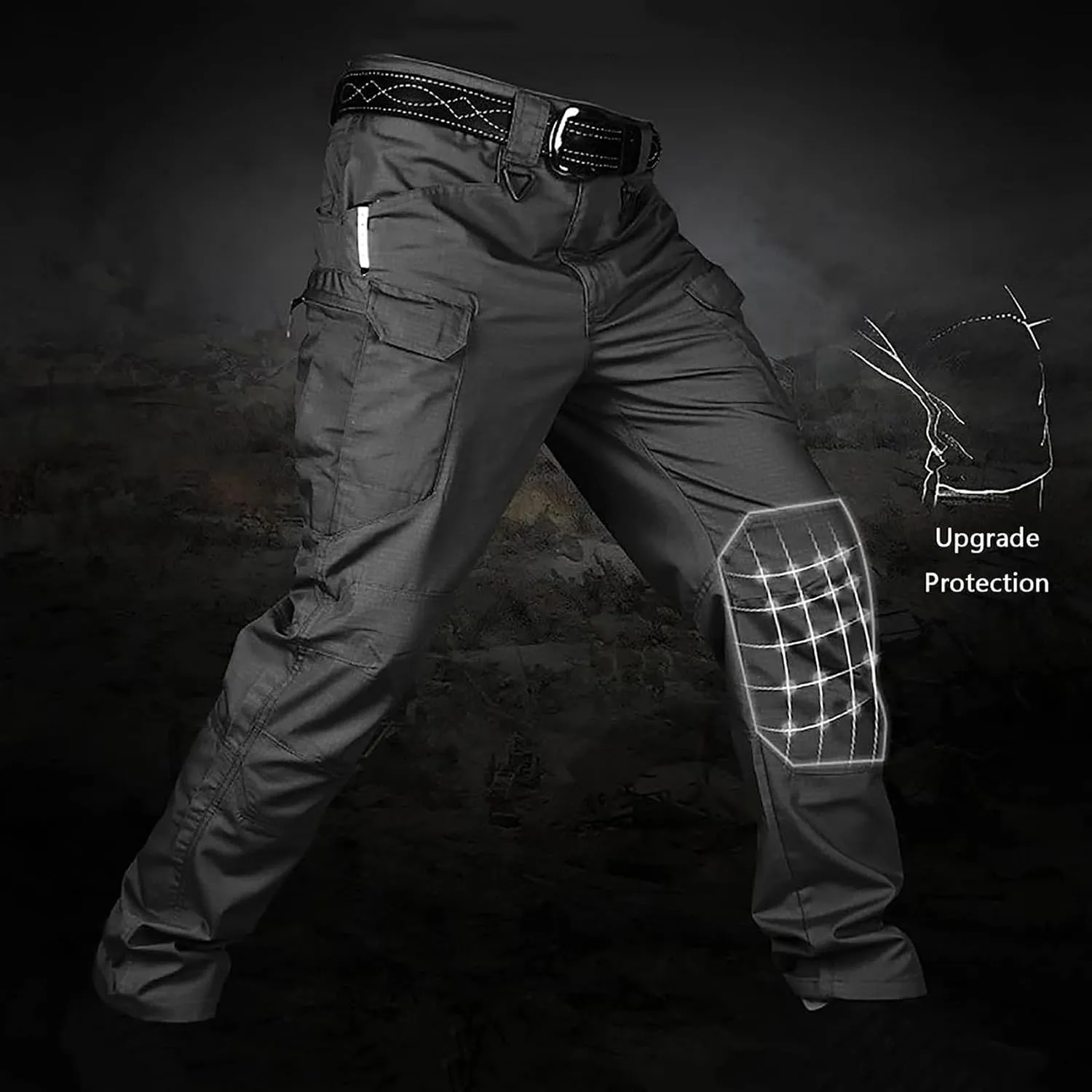 Men's Tactical Trousers Hiking Combat Pants Waterproof Ripstop Cargo Trousers with Multi-Pocket, Lightweight Outdoor Pants