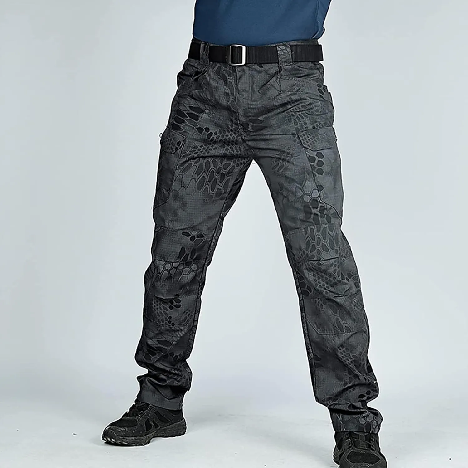 Men's Tactical Trousers Hiking Combat Pants Waterproof Ripstop Cargo Trousers with Multi-Pocket, Lightweight Outdoor Pants