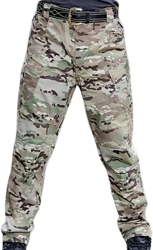 Men's Tactical Trousers Hiking Combat Pants Waterproof Ripstop Cargo Trousers with Multi-Pocket, Lightweight Outdoor Pants
