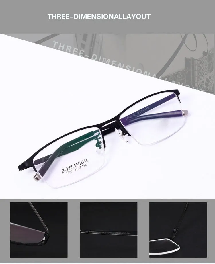 Men's Titanium Frame Half Rim Eyeglasses L063