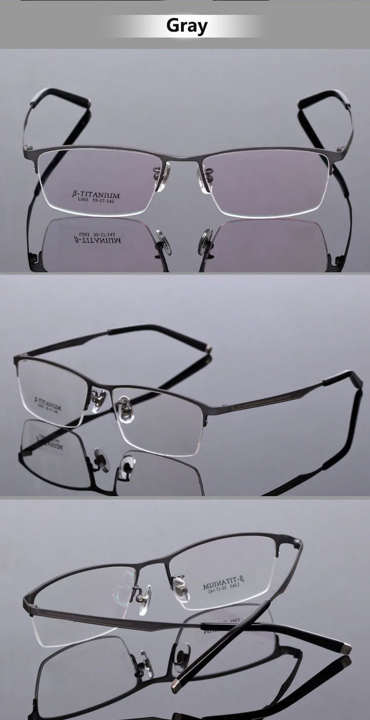 Men's Titanium Frame Half Rim Eyeglasses L063